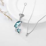 Blue Crystal Dolphin Urn Necklace for Ashes Dolphin Cremation Jewelry Dolphin Beach Jewelry Gifts for Women Girls