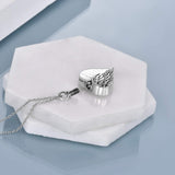 Sterling Silver Guardian Angel Wings Urn Necklaces for Ashes Cremation Memory Jewelry for Women Men