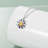 Daisy Urn Necklace for Ashes 925 Sterling Silver Sunflower Cremation Jewelry for Ashes Memory Jewelry for Women Men