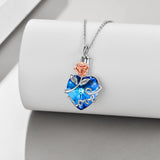 Sterling Silver Rose Love Heart Crystal Urn Necklace for Ashes Womens Rose Cremation Jewelry