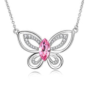 Butterfly Necklace Pink Crystal Butterfly Pendant Necklace with Crystal,Jewelry Gift