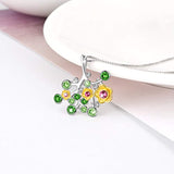 August Sterling Silver Peridot Necklace for Girls and Women Flower Tree of Life Grandma Jewelry Gift Crystals Pendant