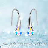 Sterling Silver Teardrop Dangle Drop Earrings with Crystals