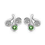 925 Sterling Silver Simulated Peridot Stud Earrings With Green Crystals,August Jewelry