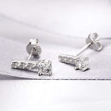 Bar Stud Earring Sterling Silver Cubic Zirconial Line Earrings Simplify Stick Earrings