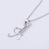 925 Sterling Silver Cubic Zirconia 26 Letters Alphabet Pendant Necklace