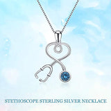 Stethoscope Series Necklace Simulated Birthstone Nurse Pendant Necklace