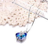 Heart Necklaces for Women Blue Crystals Rose Jewelry