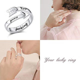 Sterling Silver Arrow Adjustable Rings Inspirational Gifts for Women Teens Girls