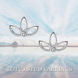 Lotus Flower Pierced Earrings Sterling Silver Chic Jacket Studs Earrings for Women Girls