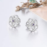 925 Sterling Silver Flower Earrings with Purple Cubic Zirconial Mother Day Earring Jewelry Gift for Mom Women Teen Girl