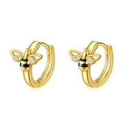 14k Gold Plated Hoop Cartilage Earrings Sterling Silver Bee Huggie Earrings for Women Girls Hypollergenic