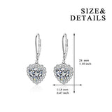 Sterling Silver Heart Cubic Zirconial Halo Cz Women Wedding Party Dangle Drop Earring