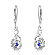 Infinity Love Flower Earrings Dangle Drop Earrings 925 Sterling Silver