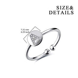 S925 Sterling Silver Cubic Zirconia 26 Initial Letters Alphabet Personalized Adjustable Ring Size for 7-8