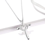 Cross Heart Pendant Women 925 Sterling Silver Polished Infinity Heart Necklace 18"