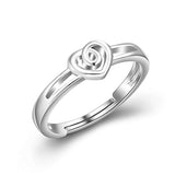 925 Sterling Silver Heart Promise Love Knot Ring Adjustable Jewelry for  Size 6 7 8