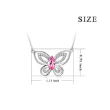 Butterfly Necklace Pink Crystal Butterfly Pendant Necklace with Crystal,Jewelry Gift