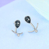 925 Sterling Silver Stud Earrings Crystal Anchor Ear Jacket Earrings Front Back 2 in 1