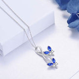 Butterfly Necklace Infinity Pendant with Blue Crystals,Butterfly Jewelry Gifts