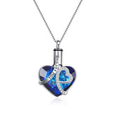 Crystal Love Heart URN Sterling Silver Heart Pendant Necklace