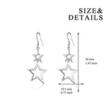 Sterling Silver Star Drop Dangle Earrings,Double Star Earrings