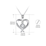 Open Heart Pendant Necklace Sterling Silver Cubic Zirconia Eternal Love Jewelry Gift