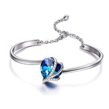 Love Heart Adjustable Bangle Bracelets-Blue Purple Crystals from Crystal I Love You Bracelet Hypoallergenic 