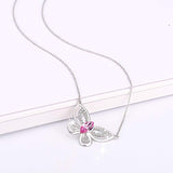 Butterfly Necklace Pink Crystal Butterfly Pendant Necklace with Crystal,Jewelry Gift