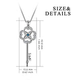 Key Pendant Necklace Lucky Clover Key-to-Love Jewelry with Crystals for Her Women