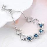 Endless Love Hearts Bracelet Sterling Silver Adjustable Bracelet