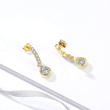 Teardrop Earring 18 K Overtone Sterling Silver Clear Cubic Zirconial Dangle Drop Earrings for Women