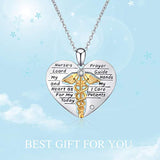 Nurse Gifts Caduceus Angel Nursing Themed Pendant Sterling Silver Necklace