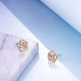 Rose Earrings Studs with Crystal