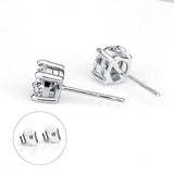 Sterling Silver Stud Earrings with Crystal 6-7mm Hypoallergenic Earrings