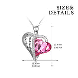 Granddaughter Grandmother Gifts - Granddaughter I Love You - Sterling Silver Heart Necklaces with Pink Crystals