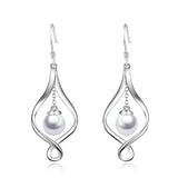 Pearl Dangle Earrings Sterling Silver Infinity Love Celtic Knot Drop Earrings Dangles