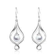 Pearl Dangle Earrings Sterling Silver Infinity Love Celtic Knot Drop Earrings Dangles