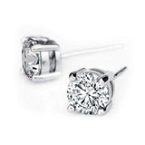 Sterling Silver Stud Earrings with Crystal 6-7mm Hypoallergenic Earrings