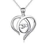 Mother and Child Hands Eternal Love Heart Sterling Silver Pendant Necklace, 18"