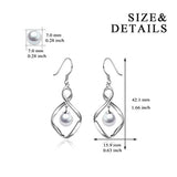 Pearl Dangle Earrings for Women Sterling Silver Twist Infinity Drop Earrings with Fishhook