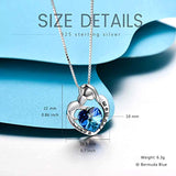 Mom Necklace 925 Sterling Silver Mother and Child Heart Pendant with Blue Crystals-Mothers Birthday Jewelry Gifts