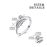 Sterling Silver Leaves Leaf Adjustable Ring for Women Size 7-8