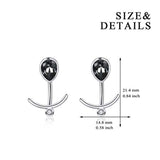 925 Sterling Silver Stud Earrings Crystal Anchor Ear Jacket Earrings Front Back 2 in 1