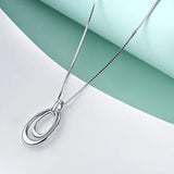 Circle Hoop Necklace 925 Sterling Silver Oval Teardrop Dangle Jewelry for Women Girls 18"