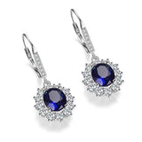 925 Sterling Silver Blue Cubic Zircon Leverback Dangle Drop Earrings