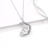 Sterling Silver Dog House Moom Pendant Necklace 18"