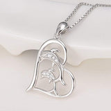 925 Sterling Silver Mom Baby Dolphin Love Pendant Necklace