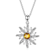 Sun Sunshine Pendant Necklace with Topaz Citrine Crystal Delicate Celestial Jewelry Gift for Women Girls