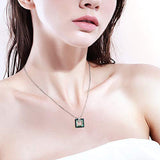 Square Crystal Pendant Necklace for Women Girls